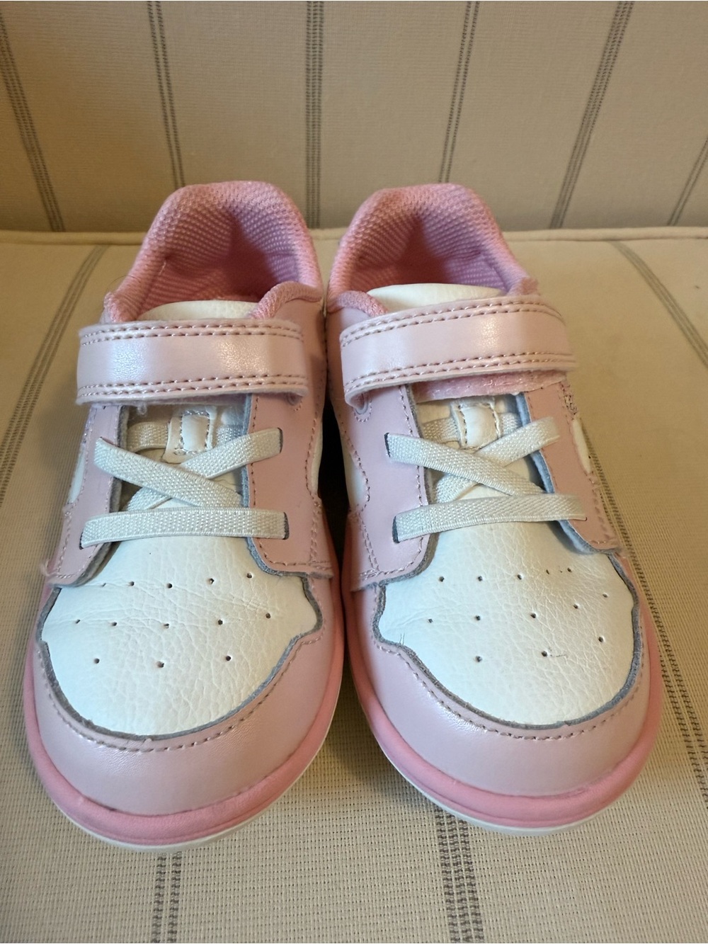 Kids London Stride Rite Pink and White Hook-and-Loop Sneakers